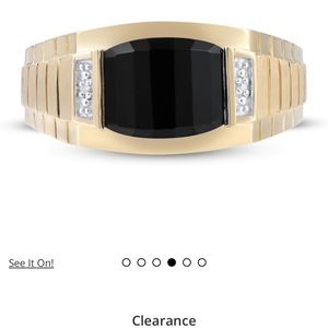 Men’s Black Onyx and Diamond Gold Ring 10K Yellow Gold